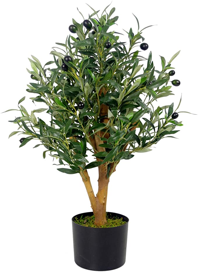 Leaf Design UK Artificial Olive Tree in Black Plastic Pot, 65cm